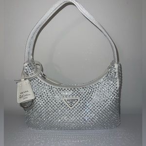 Satin mini bag with crystals
